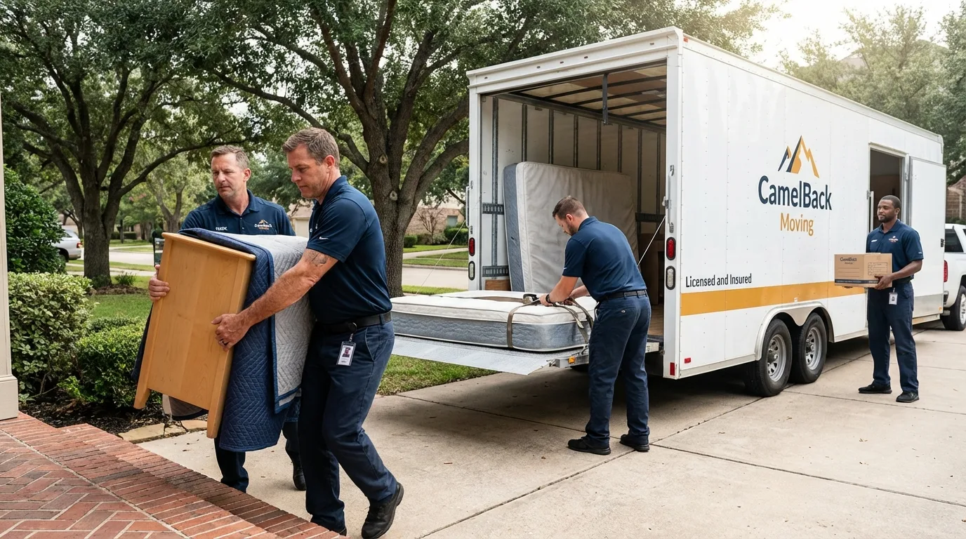 Crew loading residential truck for cross-state move from Chester, NH
